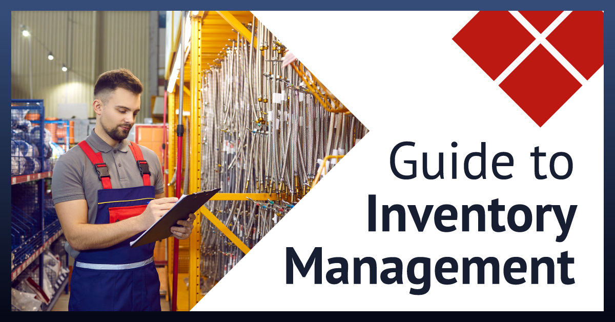 Warehouse worker conducts inventory management count of a business's products using an inventory scanner